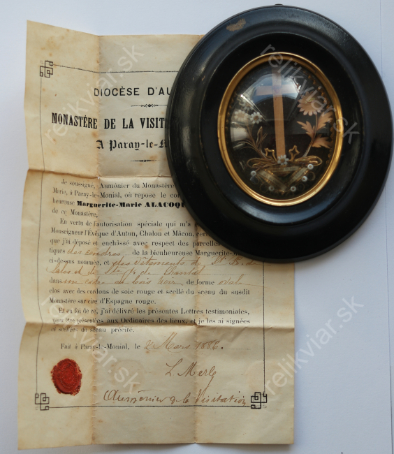 A395: Relikviár z 19. storočia s relikviou Svätá Margaréta Mária Alacoque, Svätý František Saleský, Svätá Janka de Chantal 1
