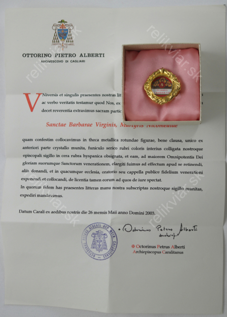 Relikviár z 21. storočia s relikviou Svätá Barbora 6